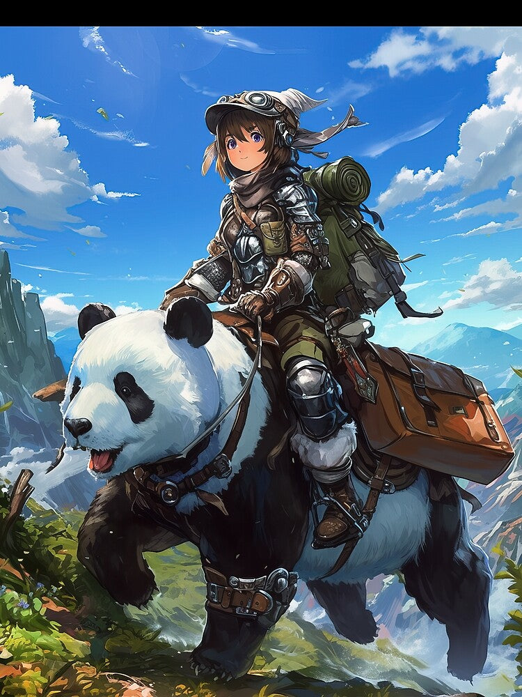 Anime boy traveling on panda by TheArtistOf2022