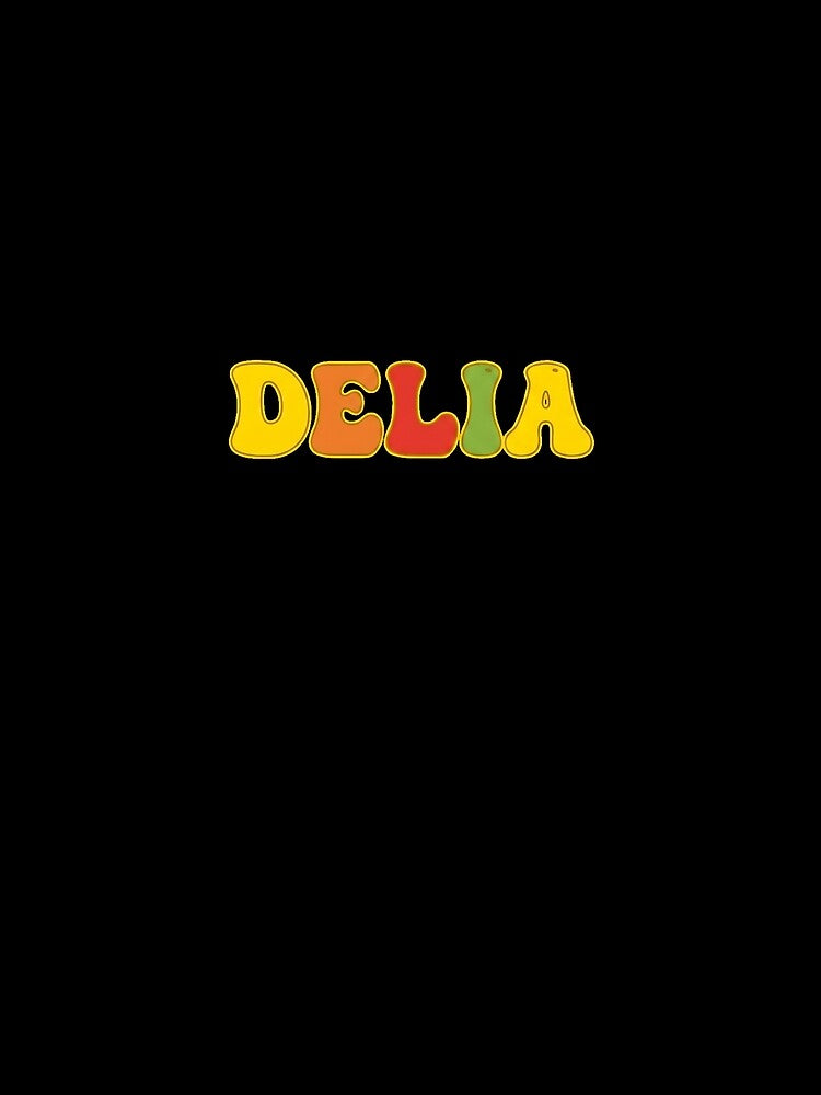 ❤️ Delia Personalized Name Wavy Retro Shirt, Coffee Mug, Sticker Gift by HelixPedia