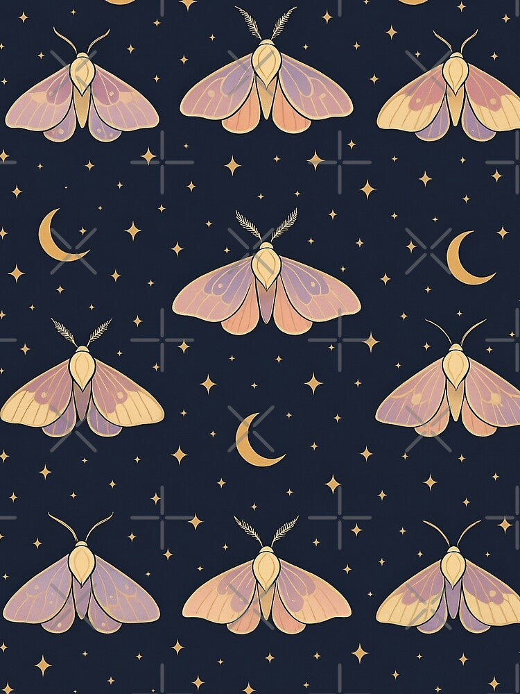 Celestial Moths & Moons Seamless Mystic Pattern by StickyGuys