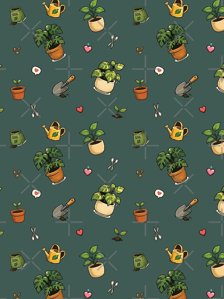 Cute Houseplant Seamless Pattern for Plant Lovers 2 by SimplePoDesign