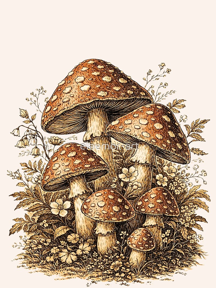 Mushroom Field Retro by elaemor-art