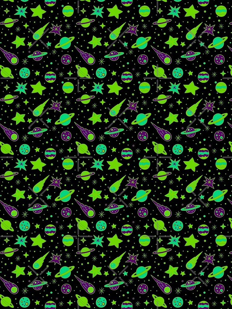 Space, Planets and Stars in Shades of Green by madtoyman