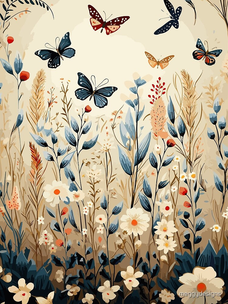 Whimsical Wildflower Butterfly Art by meggydesigns