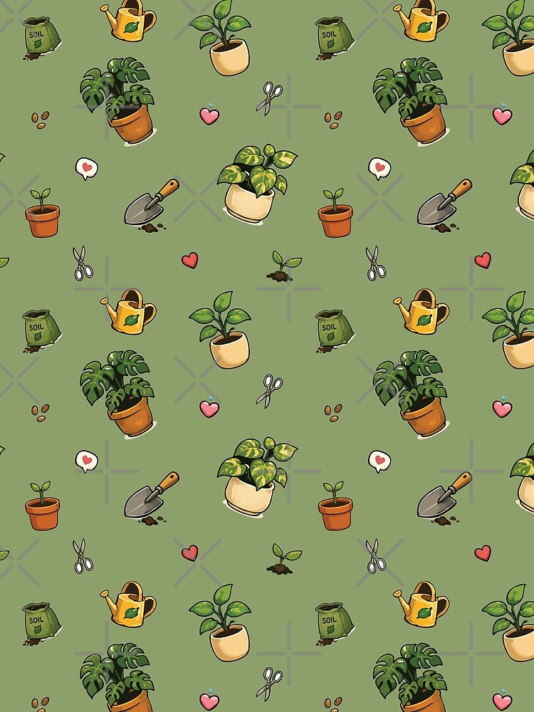 Cute Houseplant Seamless Pattern for Plant Lovers 4 by SimplePoDesign