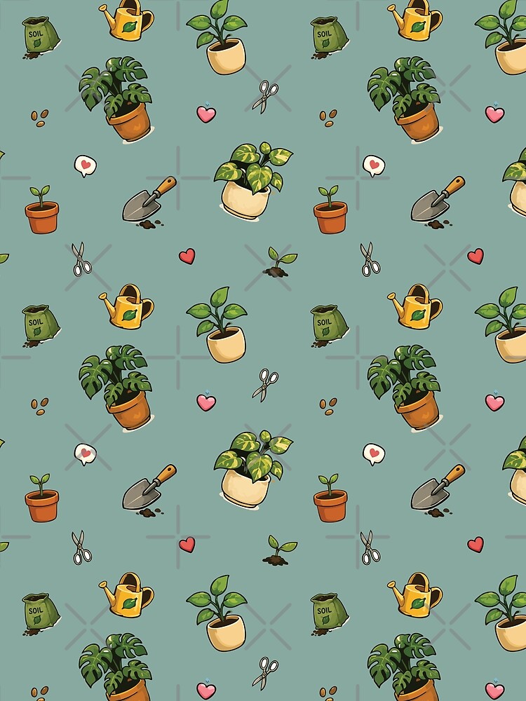 Cute Houseplant Seamless Pattern for Plant Lovers 5 by SimplePoDesign