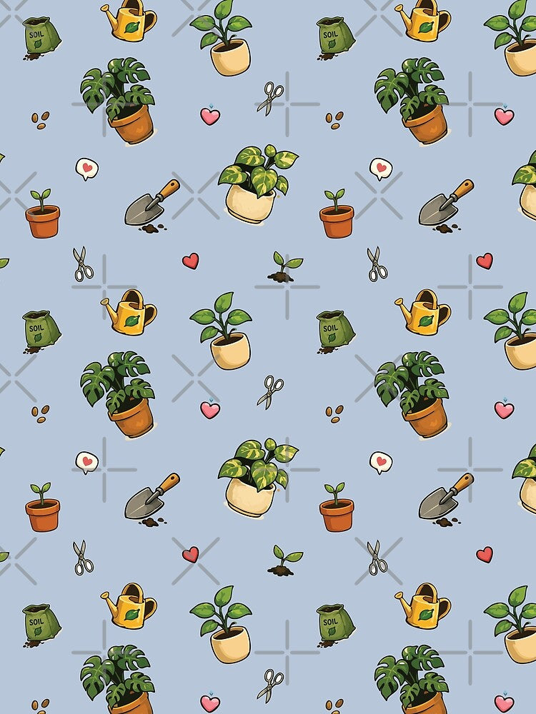 Cute Houseplant Seamless Pattern for Plant Lovers 1 by SimplePoDesign