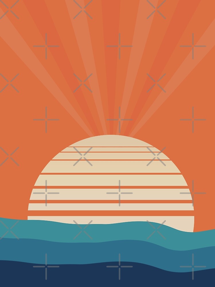 Retro Sunset Minimal Art by M3PicsStudio