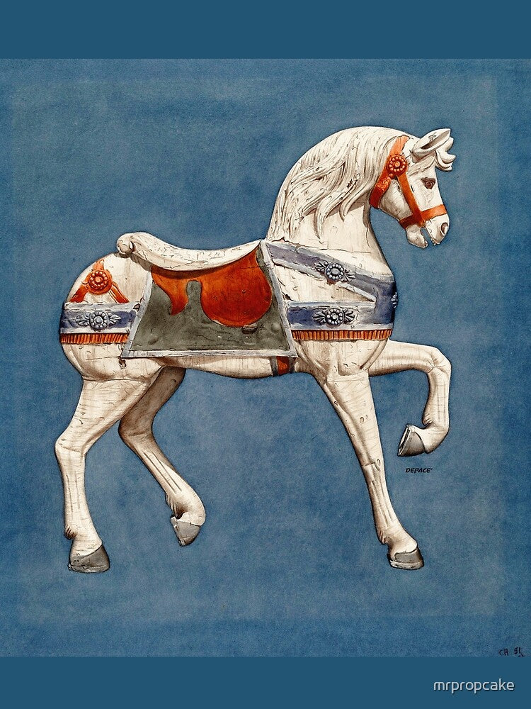 Vintage Carousel Horse Painting, 1930s Fairground Art - dePace' by mrpropcake