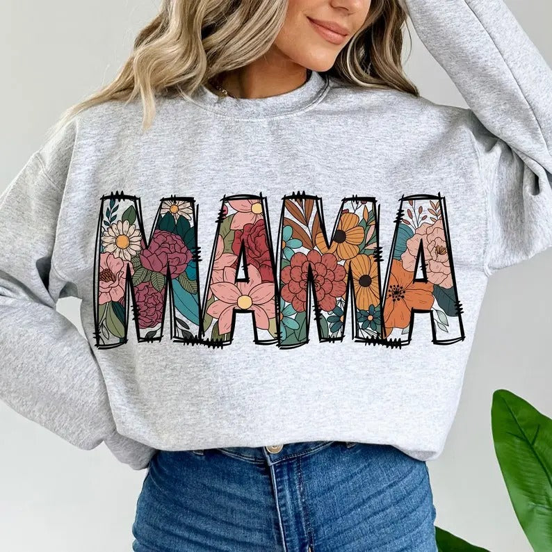 floral mama Sweatshirt, mama flower Shirt, mama flower Shirt