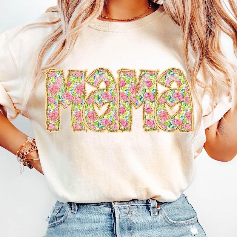 floral mama tshirt, mama flower tshirt, coquette mama bow sweatshirt, mama floral, mama groovy tshirt, mothers day tshirt, gift for mama, shirt for women Top