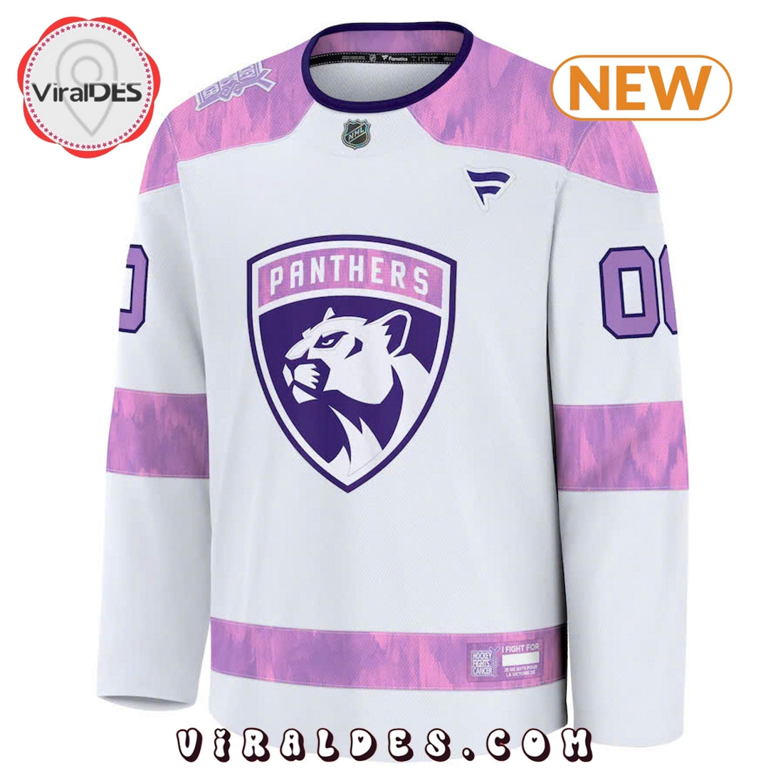 Florida Panthers Cancer Custom Practice White Hockey Jersey