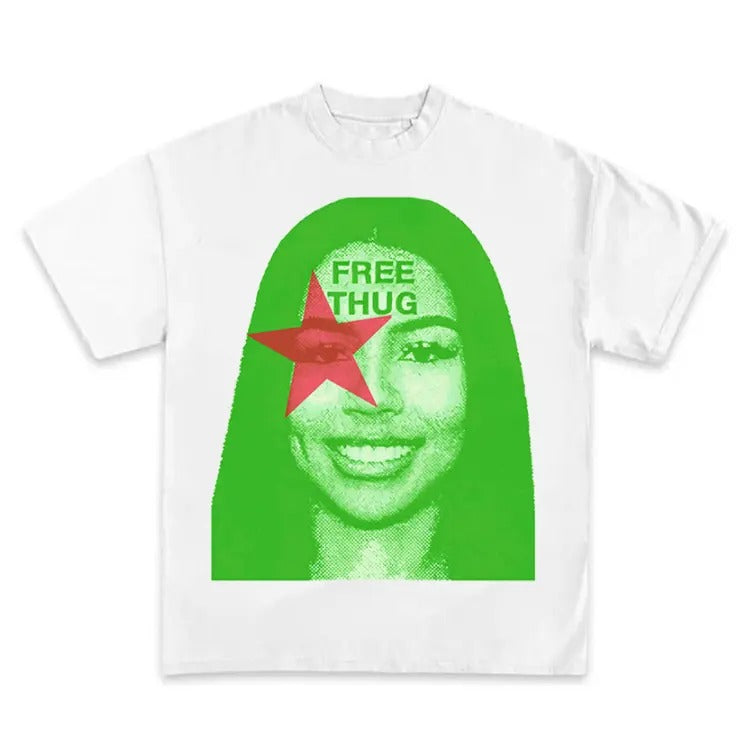 free thug green tee