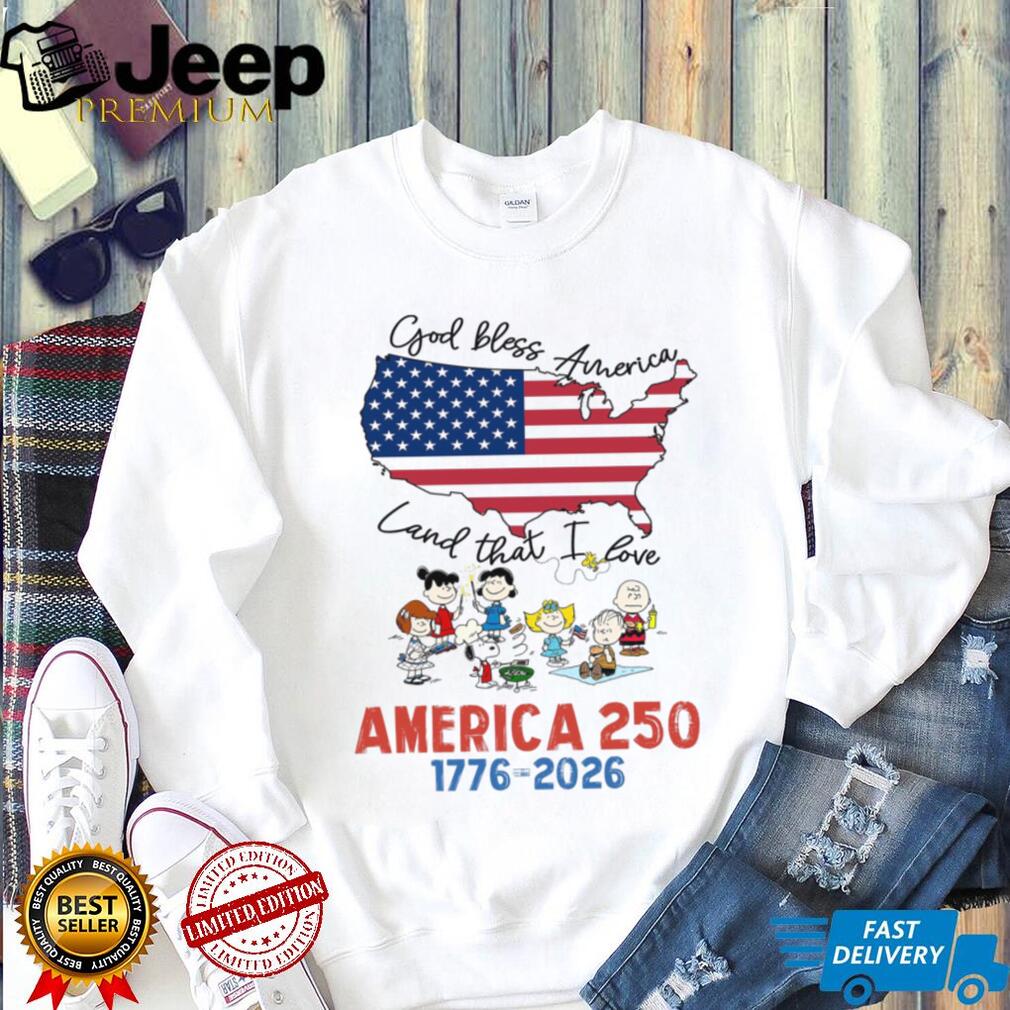 Peanuts Gang God Bless America Land That I Love USA Map T Shirt