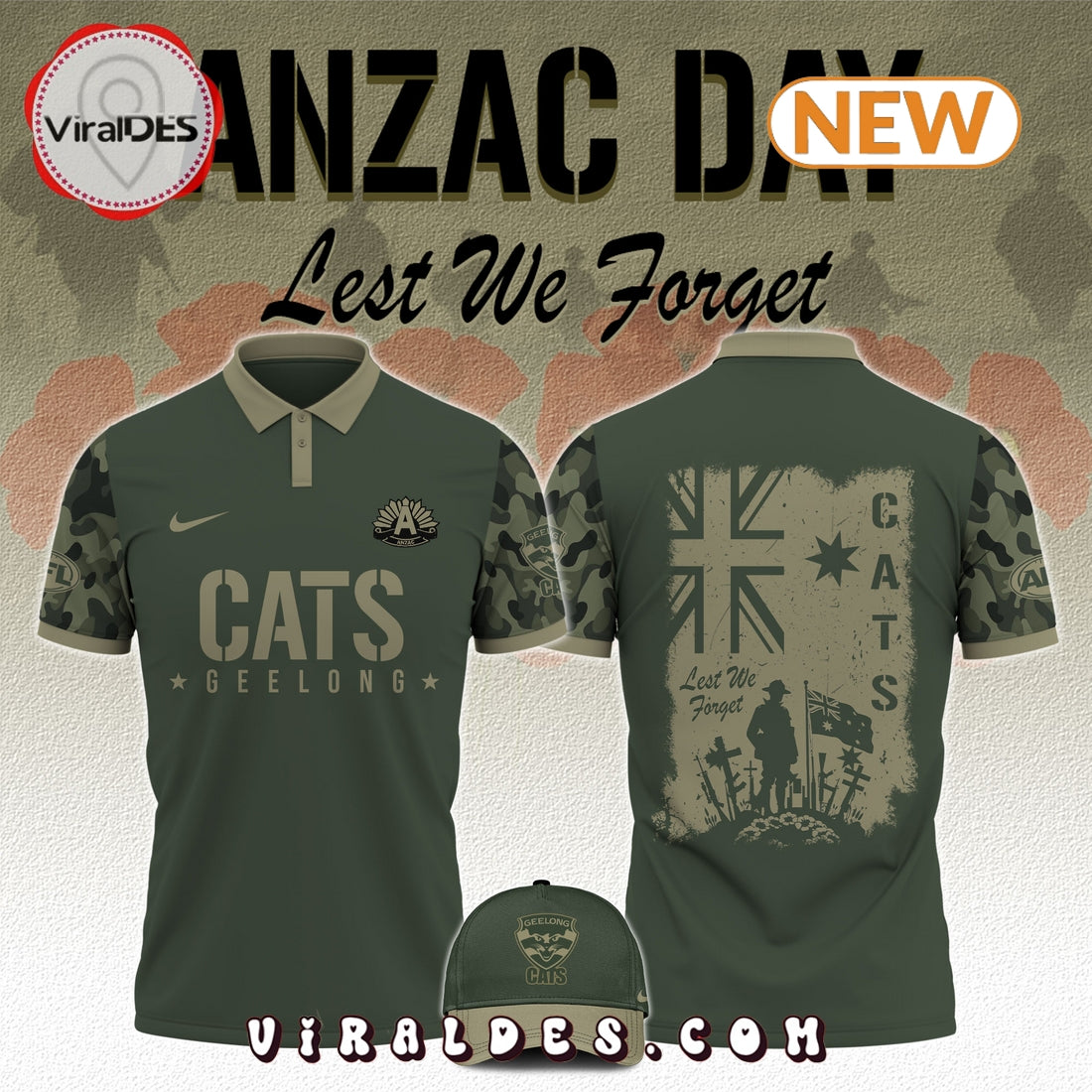 Geelong Cats x Anzac Day Limited Edition Polo, Cap
