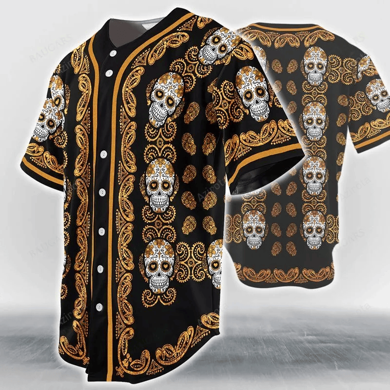 Sugar Skull Pattern Baseball Jersey 334 T-Shirts, Hoodie, Sweatshirt | WearSparks.com