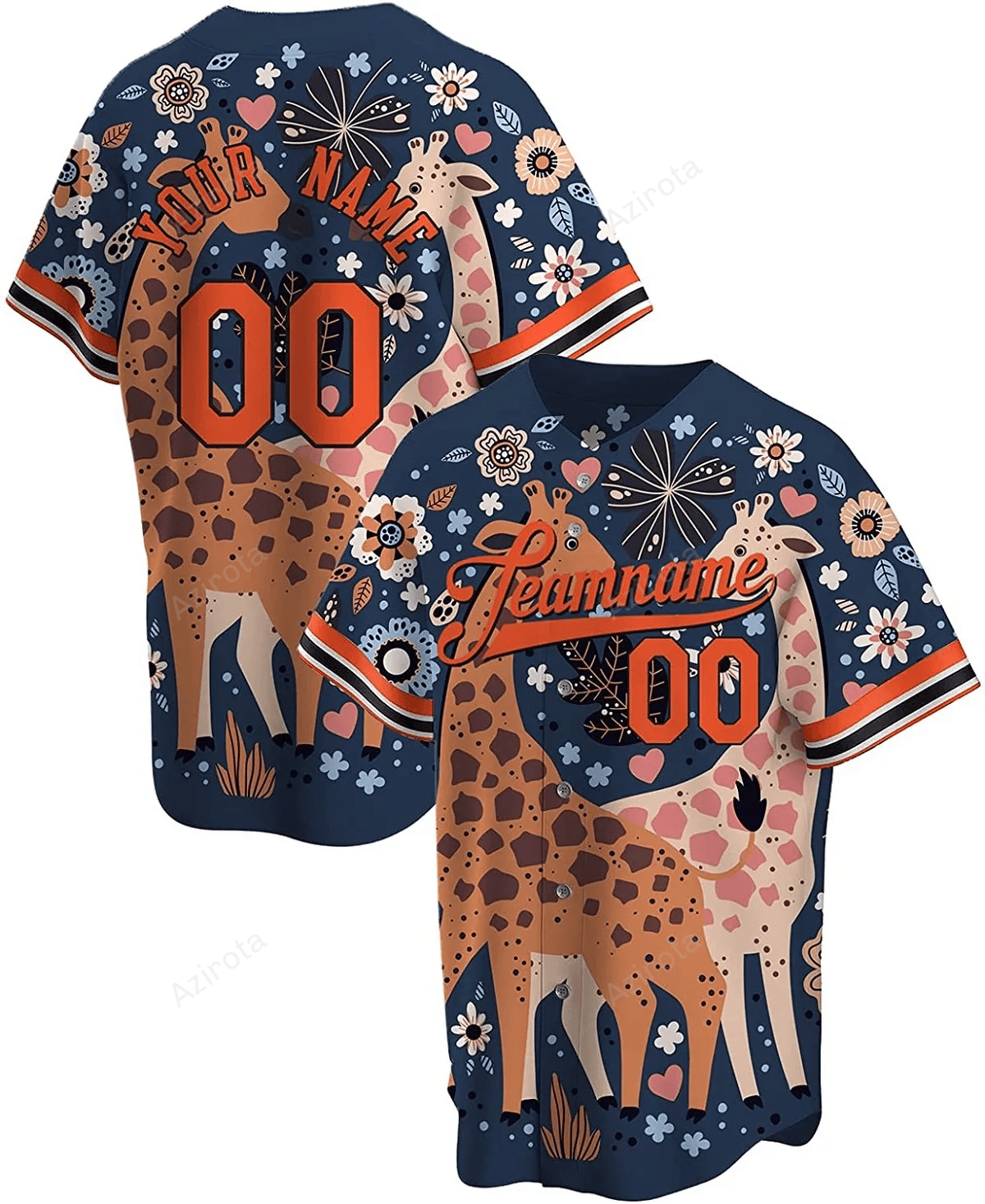Personalized Giraffe Printed Name And Number Idea Gift For Fans Baseball Jersey