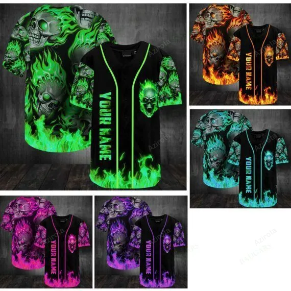 Skull Gift Sunny Skull Multicolor Personalized Baseball Jersey 264 T-Shirts, Hoodie, Sweatshirt | WearSparks.com