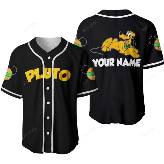 Pluto Dog Chilling Yellow Disney Unisex Cartoon Graphic Casual Outfits Custom Personalized Baseball Jersey