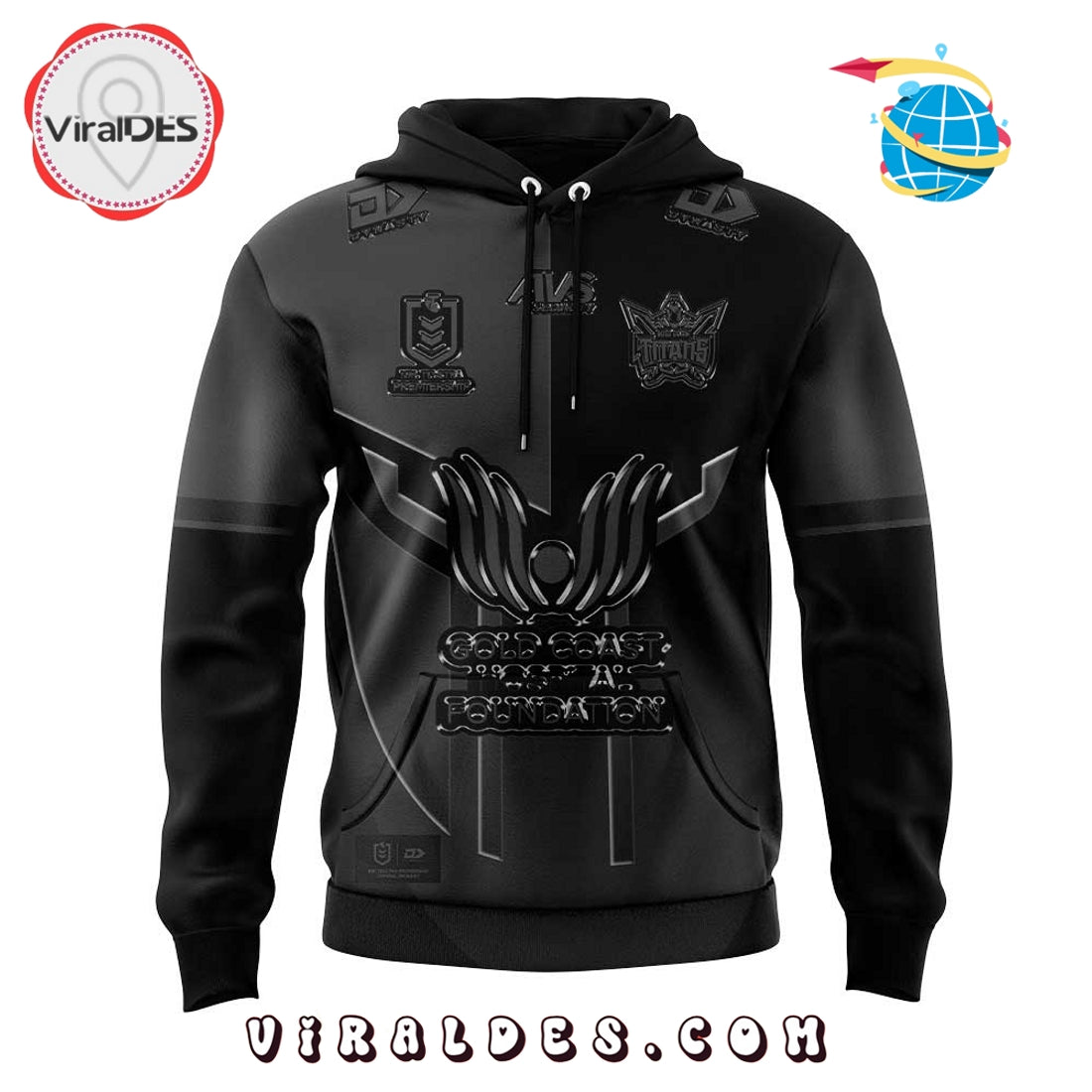 Gold Coast Titans Back In Black Old Logo Hoodie 2025