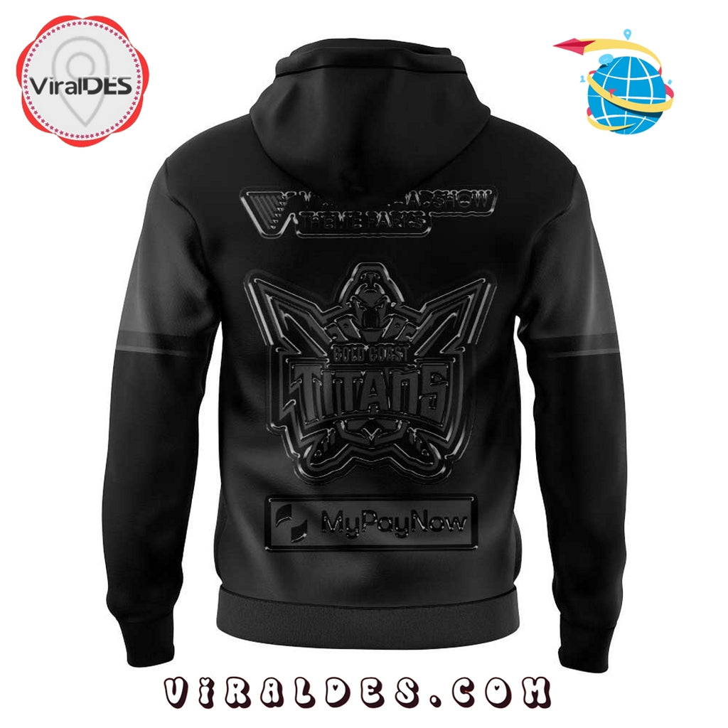 Gold Coast Titans Back In Black Old Logo Hoodie 2025