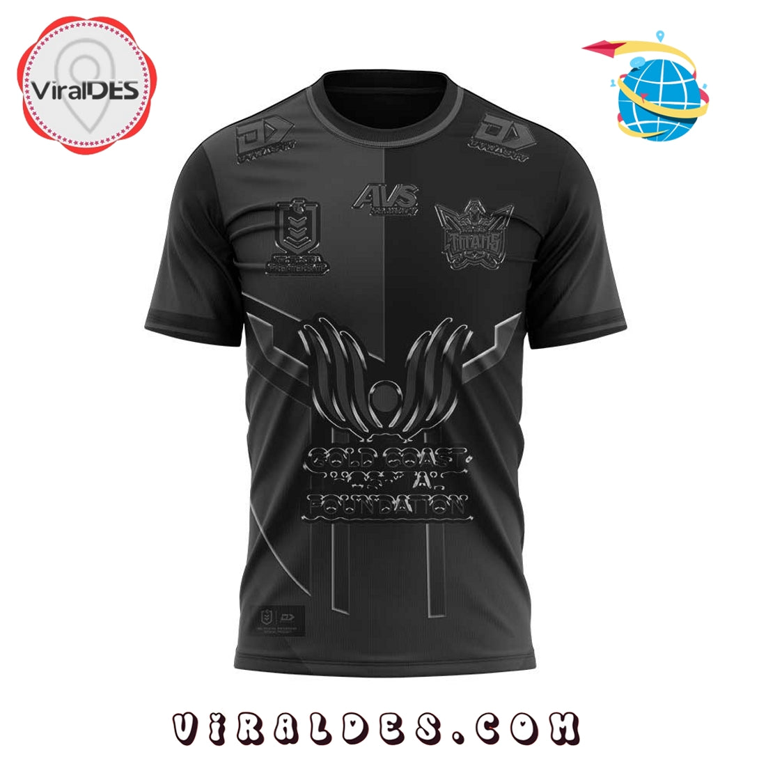 Gold Coast Titans Back In Black Old Logo Hoodie 2025