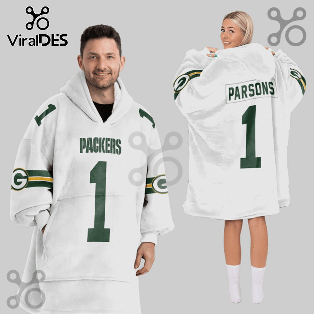 Green Bay Packers 1 Football Jersey Oversized Blanket Hoodie