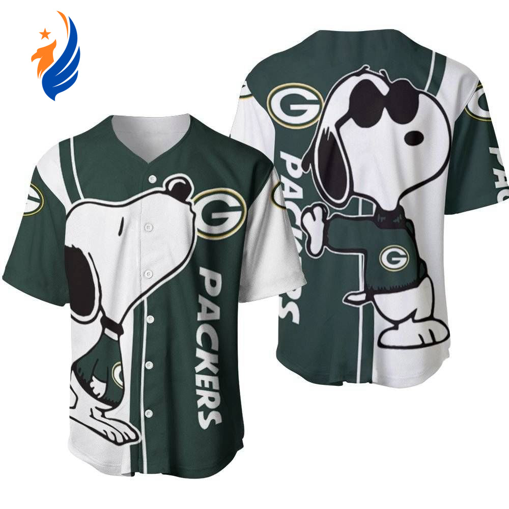 Green Bay Packers Snoopy Lover Printed Baseball Jersey Gift for Men Dad - Gift for Women Men - Bafud