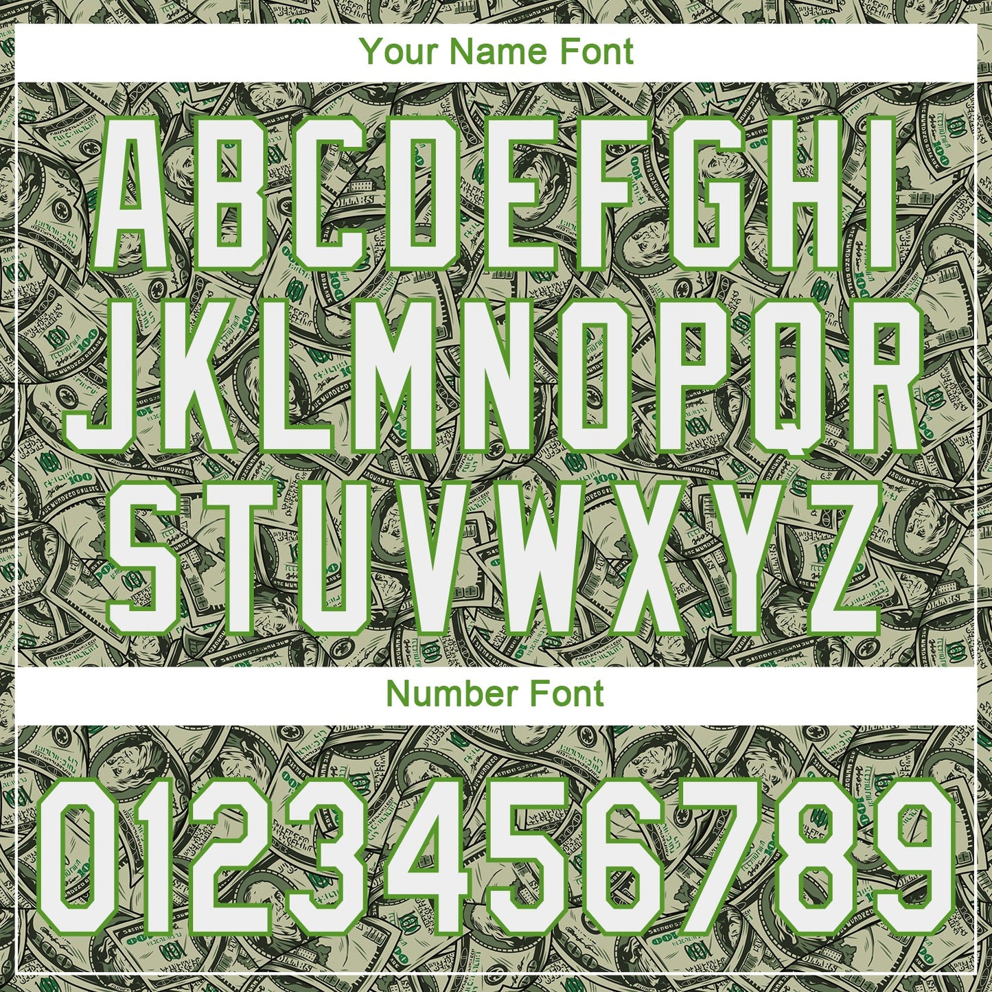 Custom Green White-Neon Green 3D Pattern Design Dollar Authentic Baseball Jersey