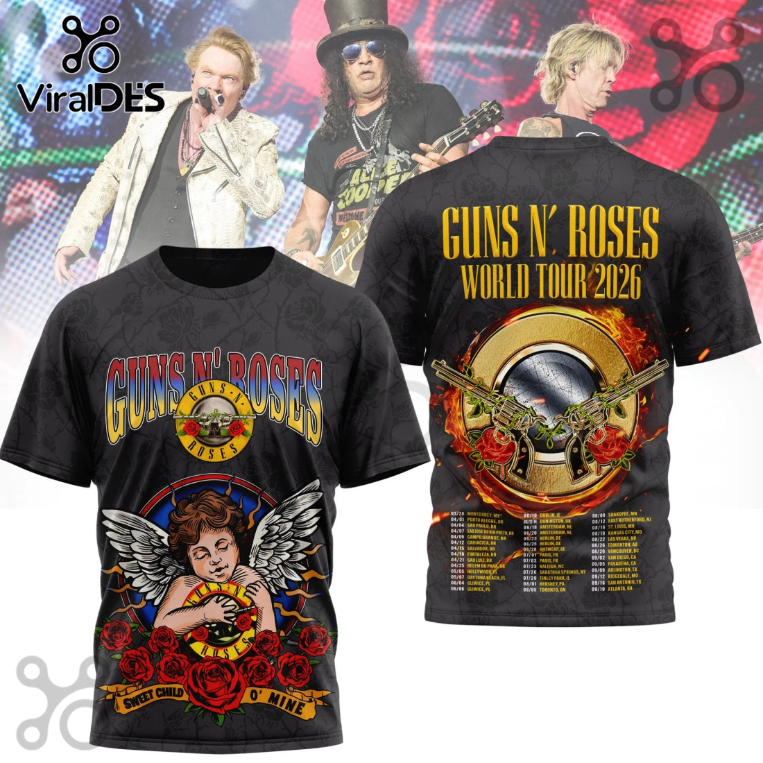 Guns N’ Roses World Tour 2026 3D T-Shirt