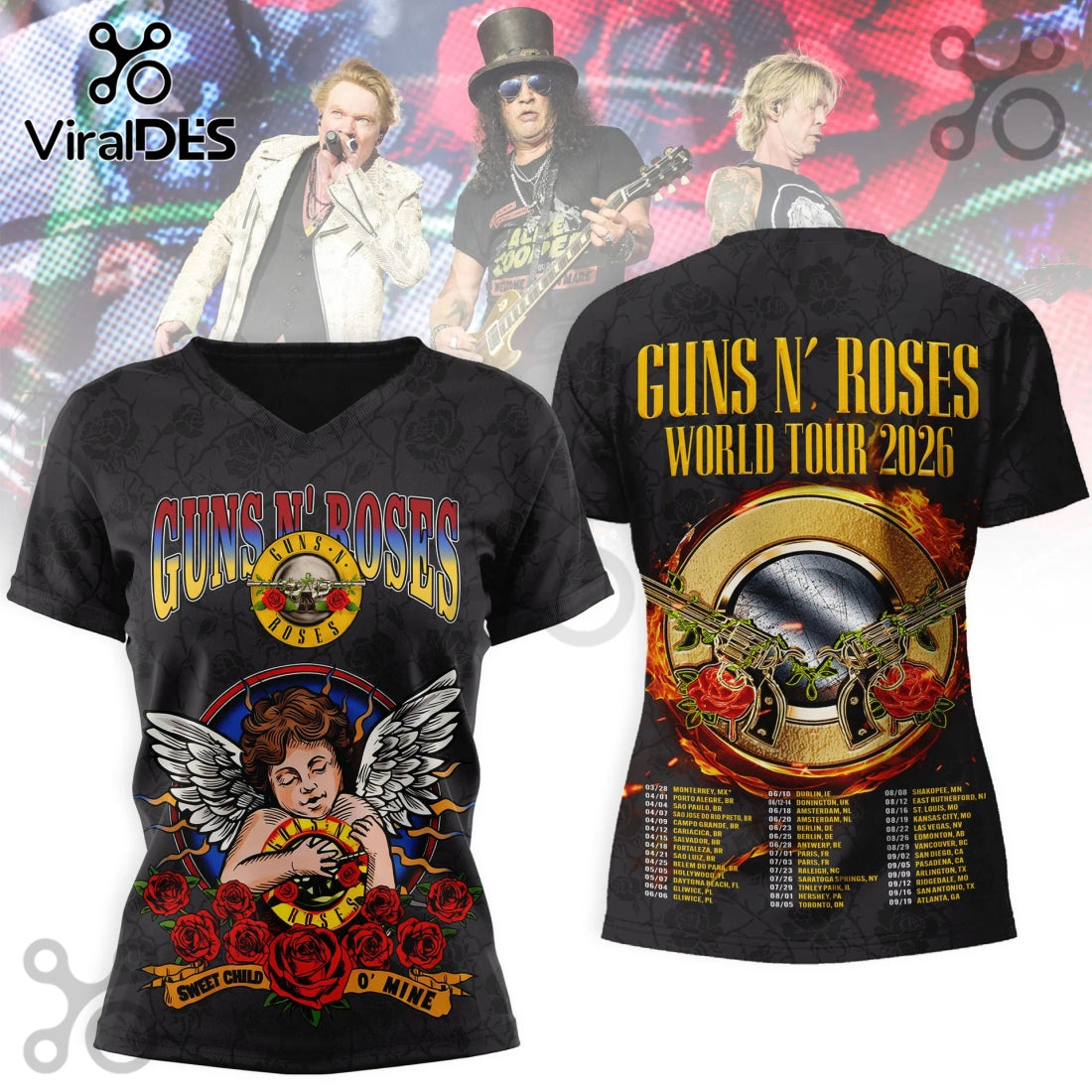 Guns N’ Roses World Tour 2026 3D T-Shirt