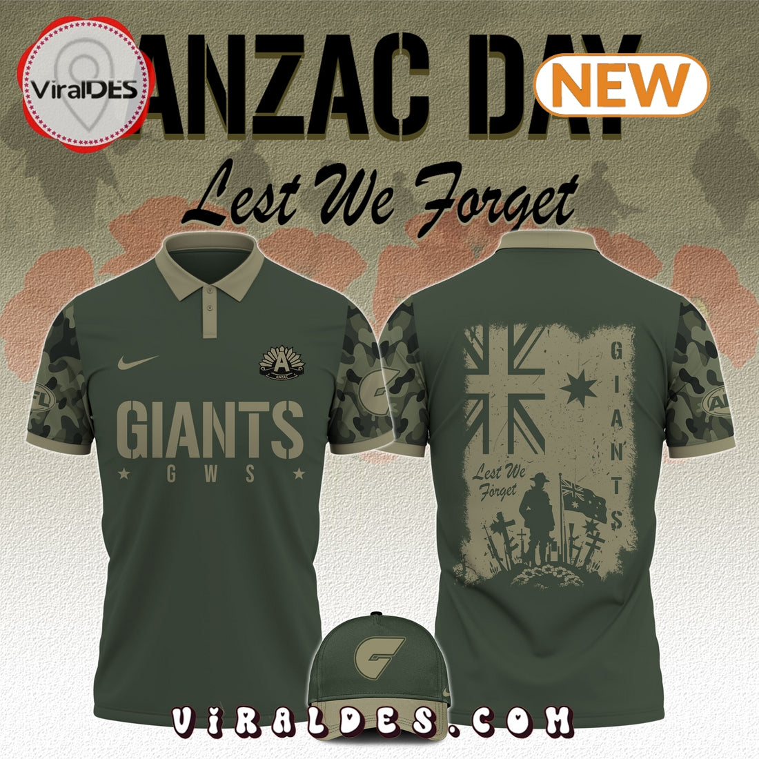 GWS Giants x Anzac Day Limited Edition Polo, Cap