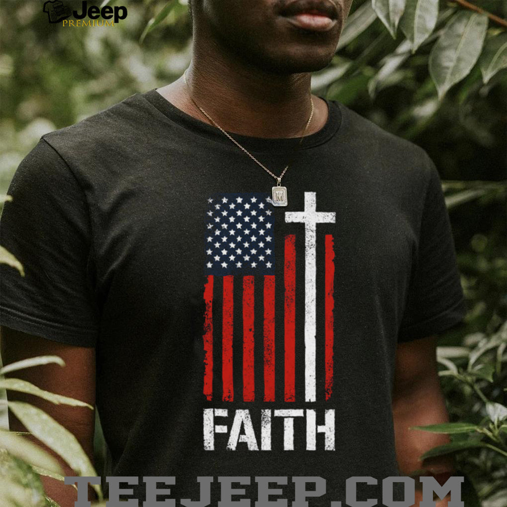 American Flag Cross Faith T Shirt Christian Patriot Apparel (2)