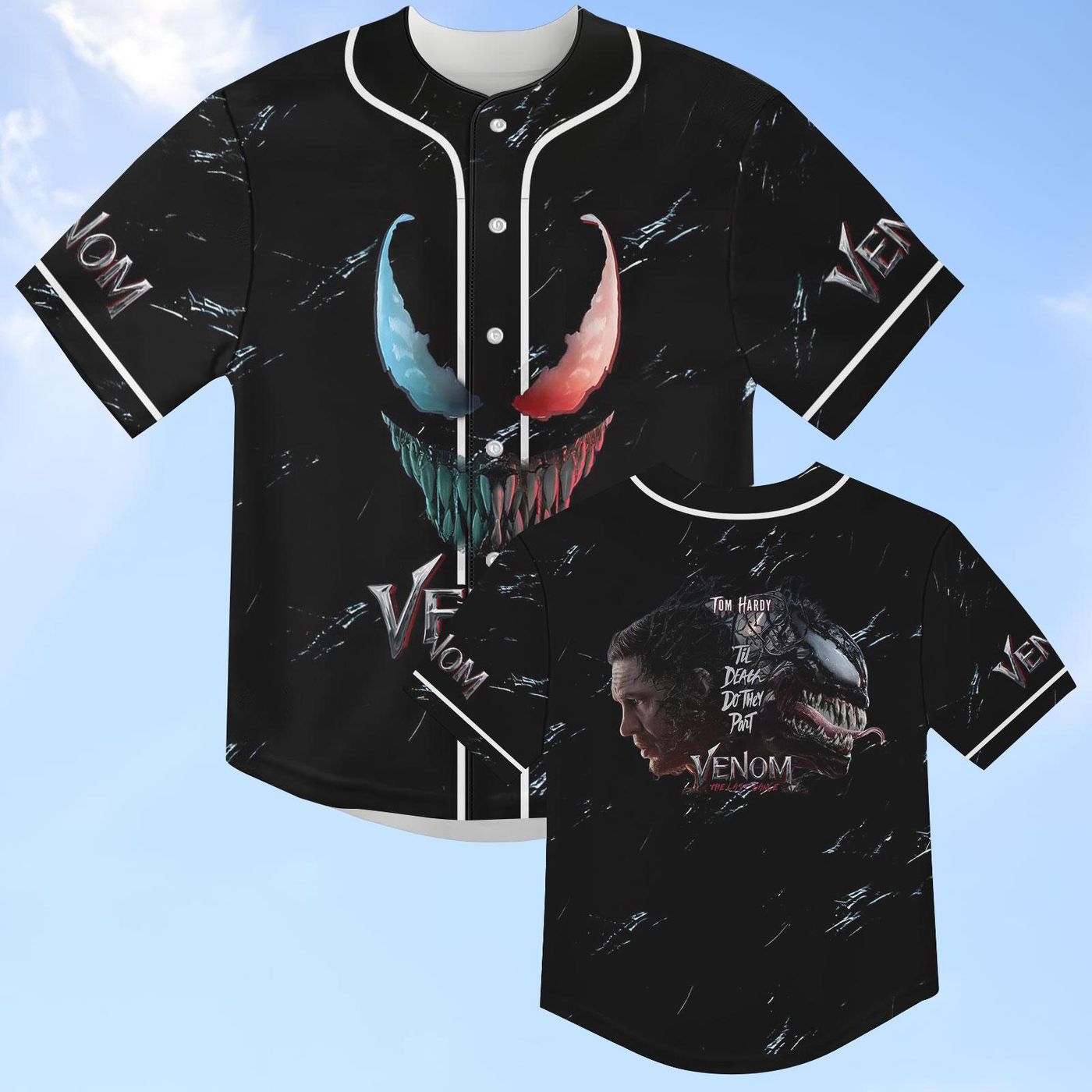 Spooky Halloween Venom Baseball Shirt: Horror Venom Jersey for Men - Perfect for MCU Fans & Anti-Superhero... (Image 2)