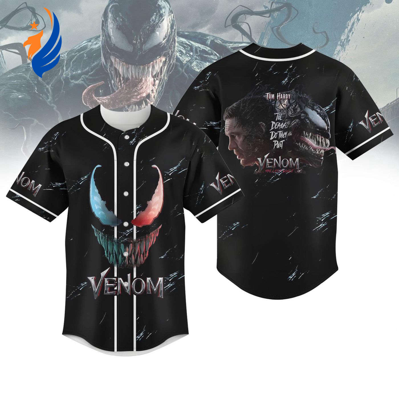 Spooky Halloween Venom Baseball Shirt: Horror Venom Jersey for Men - Perfect for MCU Fans & Anti-Superhero... (Image 1)