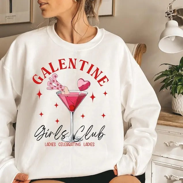 Galentine sweatshirt Cupid Shirt/sweatshirt/hoodie, Valentine's Day Shirt, Cocktail Club Social Club Girls Club sweatshirt, Preppy Trendy Sublimation hoodie