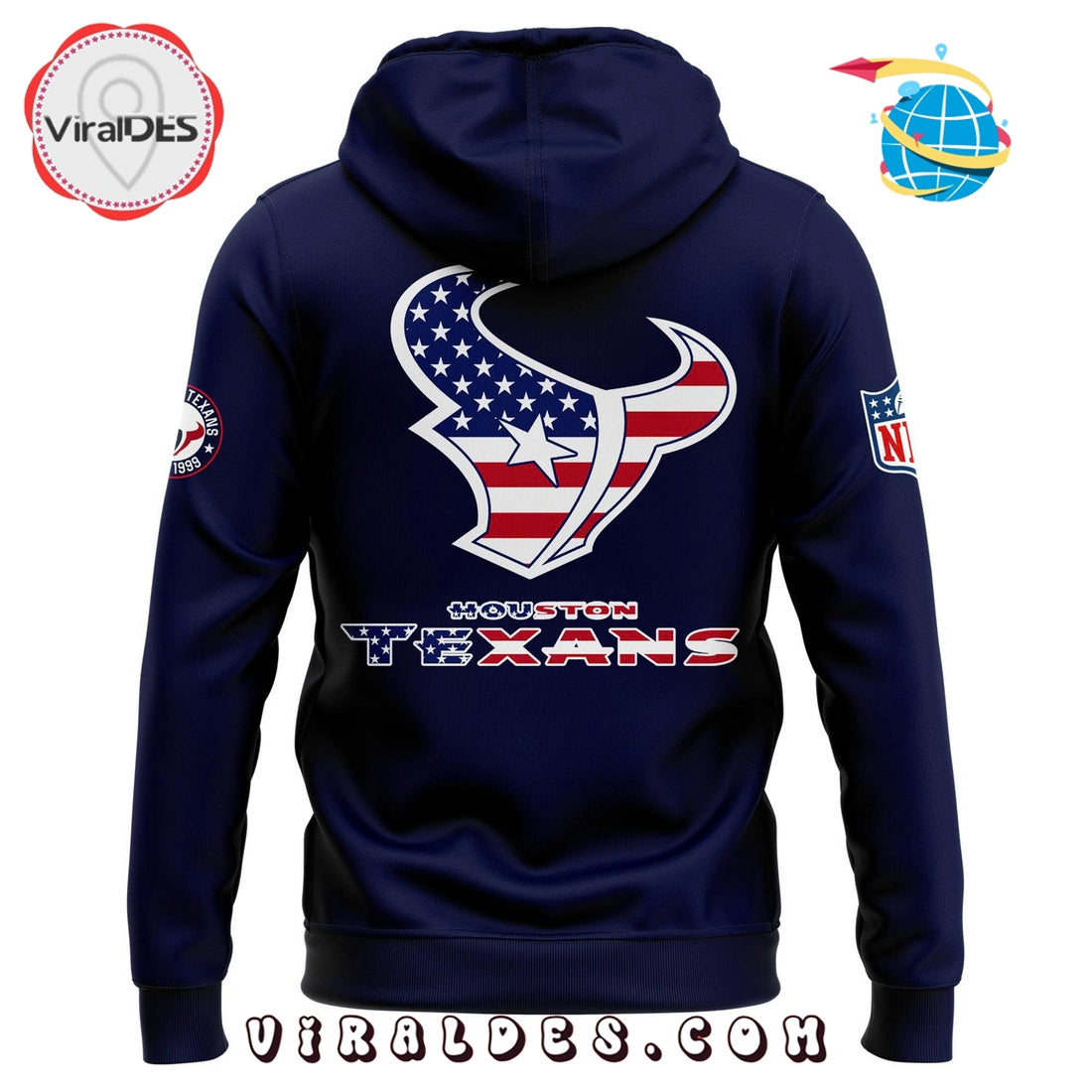 Houston Texans 2025 American Independence Day Hoodie, Cap