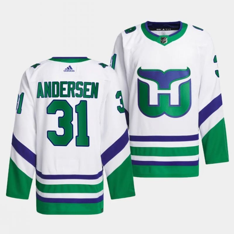 hurricanes whalers #31 frederik andersen white jersey