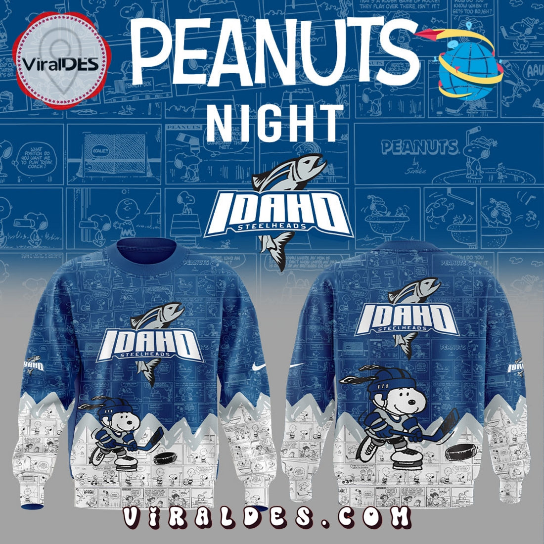 Idaho Steelheads Peanuts Night Anniversary Hoodie