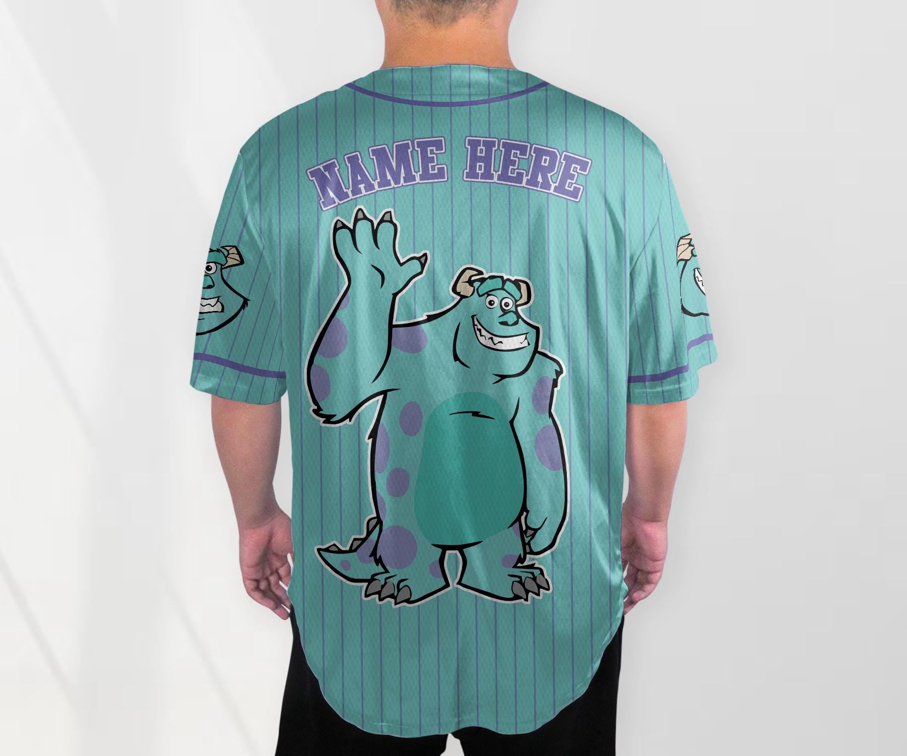 Custom Monster Inc James Sullivan Cyan Simple Baseball Jersey Personalized Baseball Team Jersey Shirt Birthday... (Image 3)
