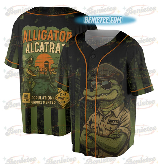 Funny Animal Jersey, Alligator Alcatraz Jersey, Tropical Island, San Francisco Landmark, Cute Gator Shirt