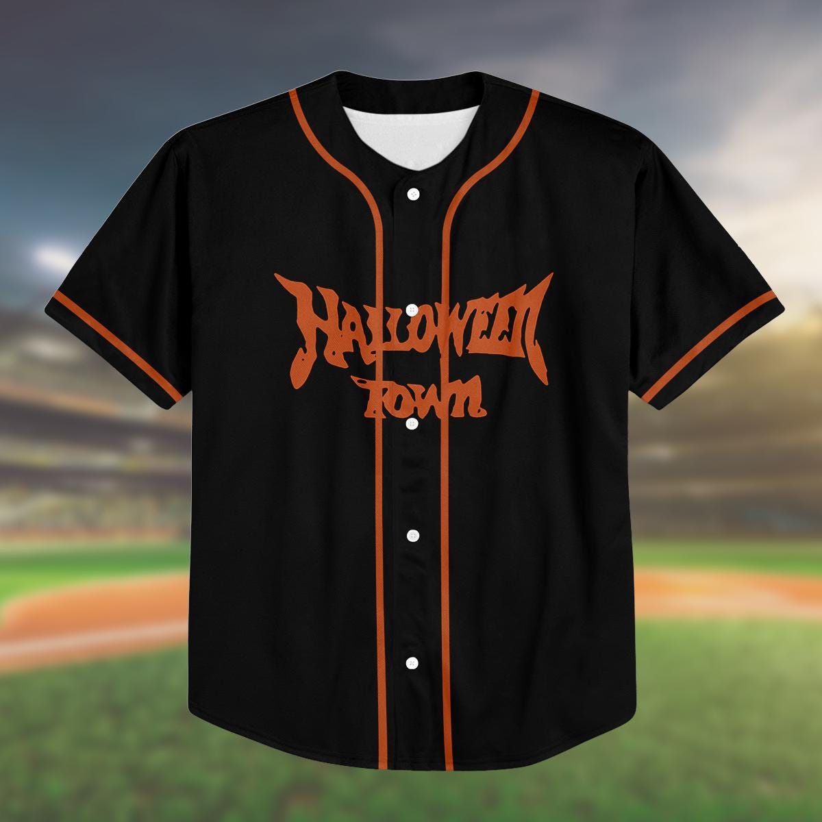 Halloween Town Baseball Jersey, Custom Halloween Shirt, Kid Youth Adult Jersey, Spooky Matching Outfit, Trick or Treat Costume Top