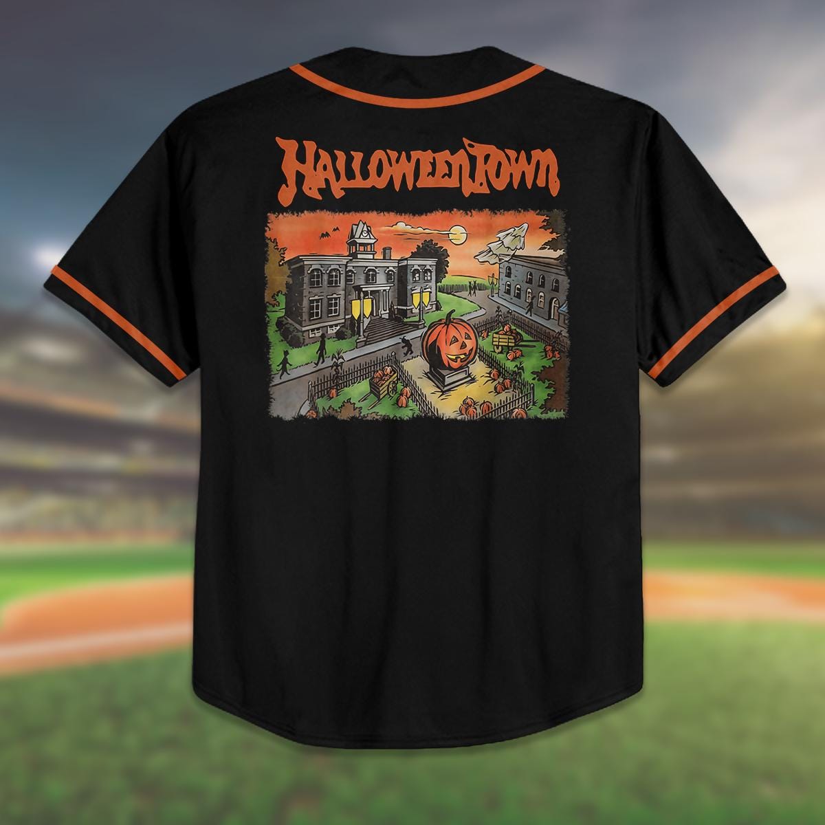 Halloween Town Baseball Jersey, Custom Halloween Shirt, Kid Youth Adult Jersey, Spooky Matching Outfit, Trick or Treat Costume Top
