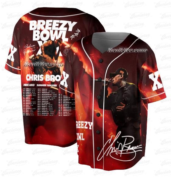 Vintage Rapper Chris Brown Breezy Bowl XX Tour Jersey