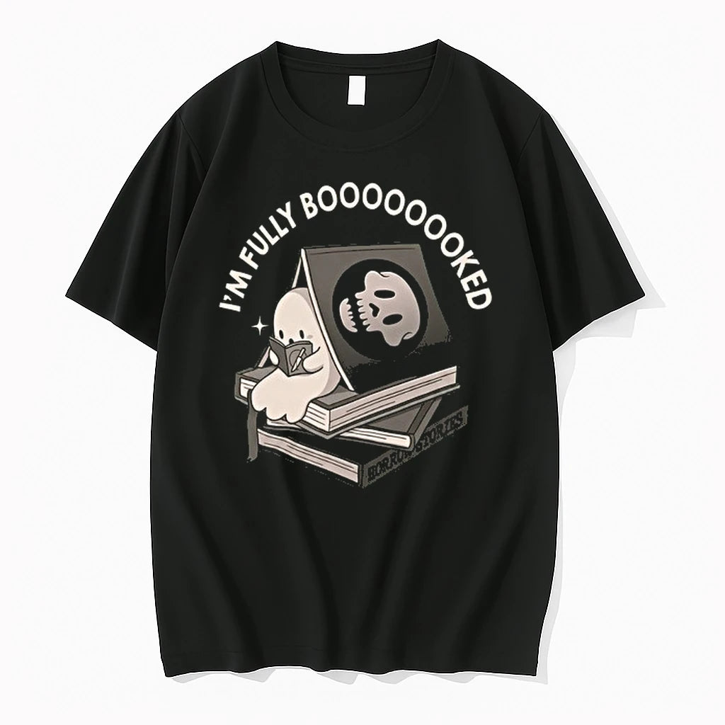 Im Fully Booooooooked Cute Cartoon Ghost Reading Stack 0 Tshirts Sweater