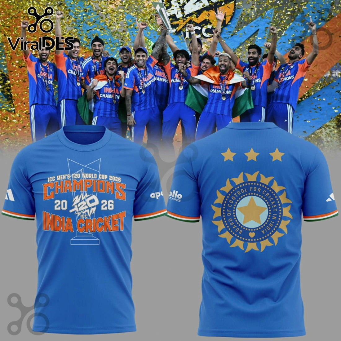 India Cricket Champions 2026 T20 World Cup Commemorative Shirt