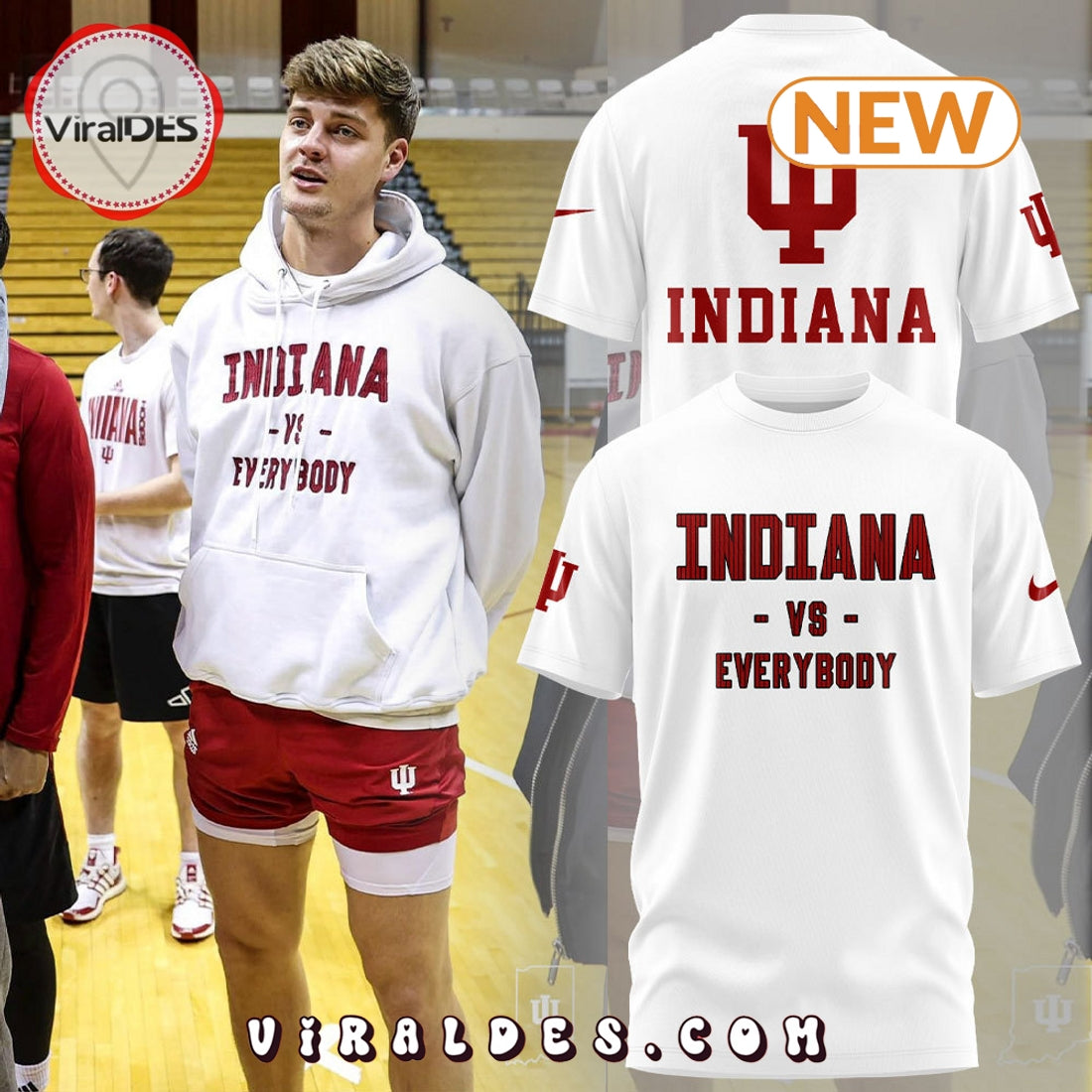 Indiana Men’s vs Everybody White T-Shirt, Jogger, Cap