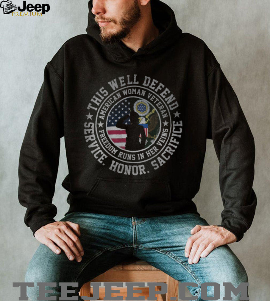 American Woman Veteran Freedom Runs In Her Veins Patriotic T Shirt
