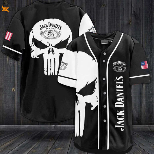 JD Old Time Skull Pattern All Over Print 3D Unisex Baseball Jersey - lylyprint.com