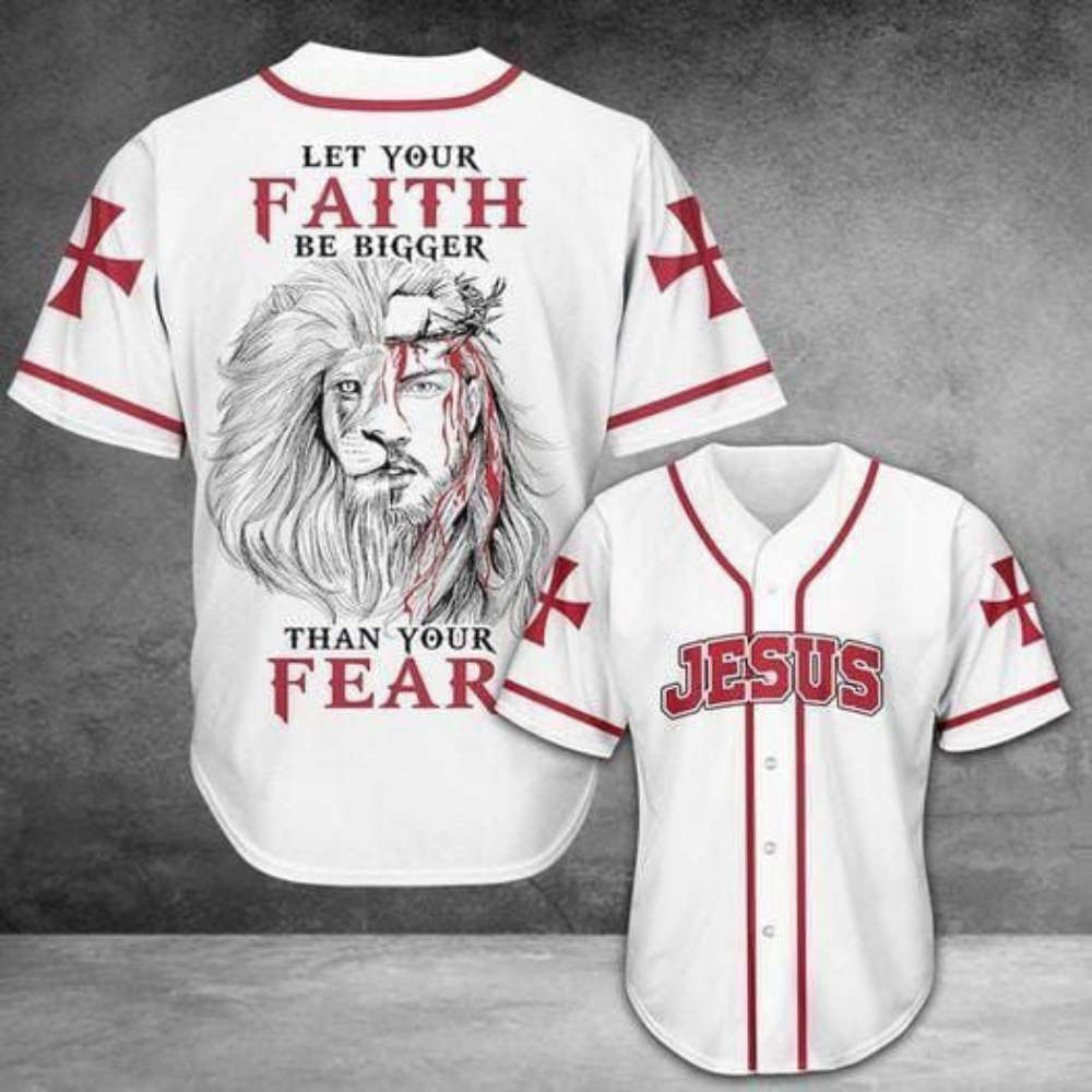 Jesus Lion Baseball Jersey: Embrace Faith Over Fear - Aopprinter