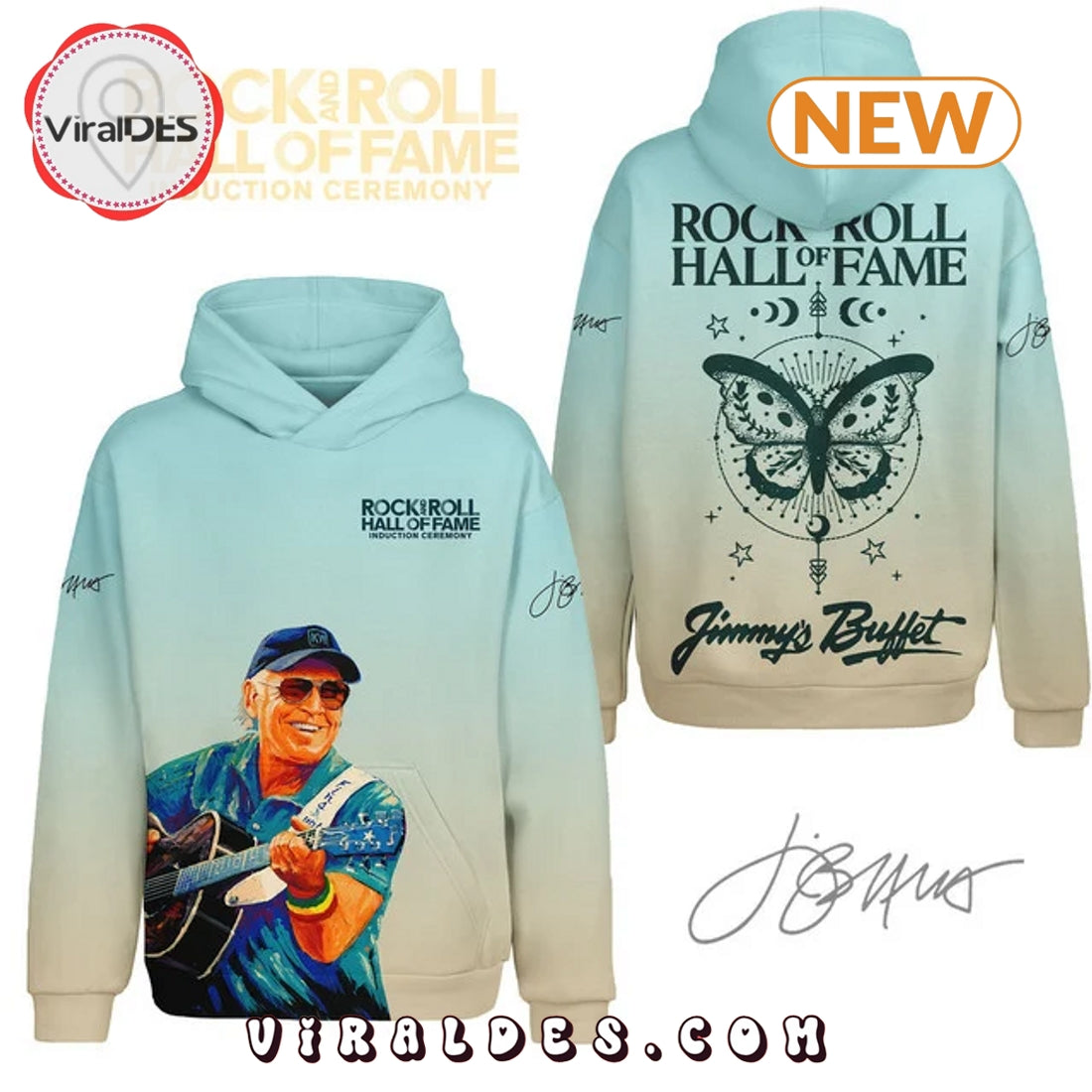Jimmy Buffett – Rock & Roll Hall of Fame Light Blue Hoodie
